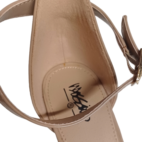 MOSSIMO Nude Tan Patent Leather Ankle Strap Open Toe Classic Heels 10 - Picture 6 of 10